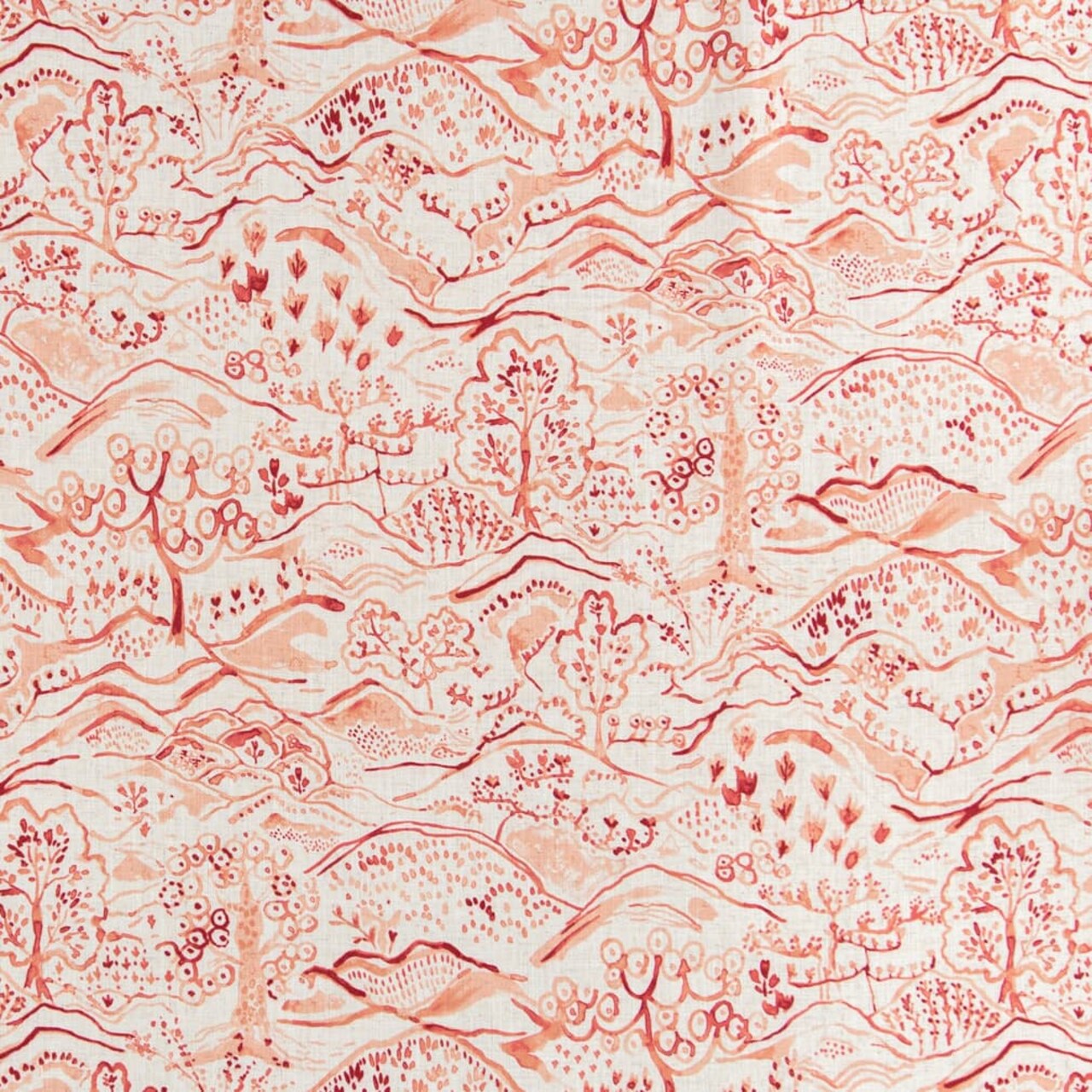 Peach - Coral & Peach,Pink Toile Upholstery Fabric 54 Inches"